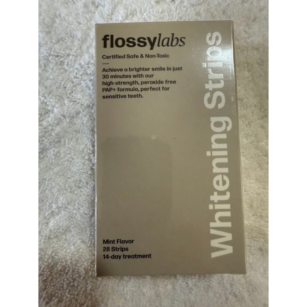 Flossylabs Teeth Whitening Strips PAP+ Peroxide Free 28 Strips 14 Day‎ Mint